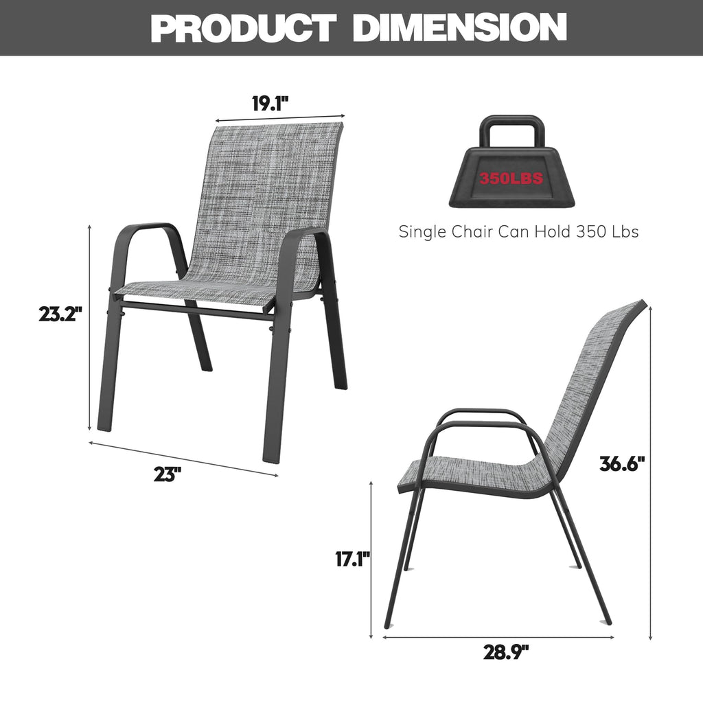 Grey Set of 4 Stackable Textilene Metal Patio Chairs D854950
