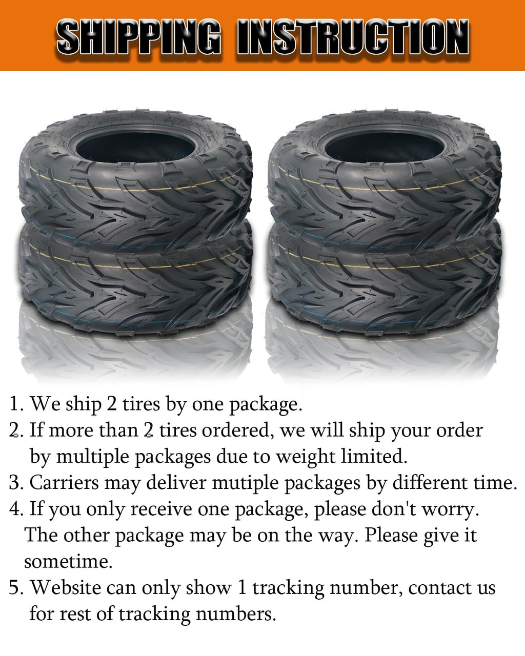 Set of 2 19x7-8 Tubeless ATV Tires B1133