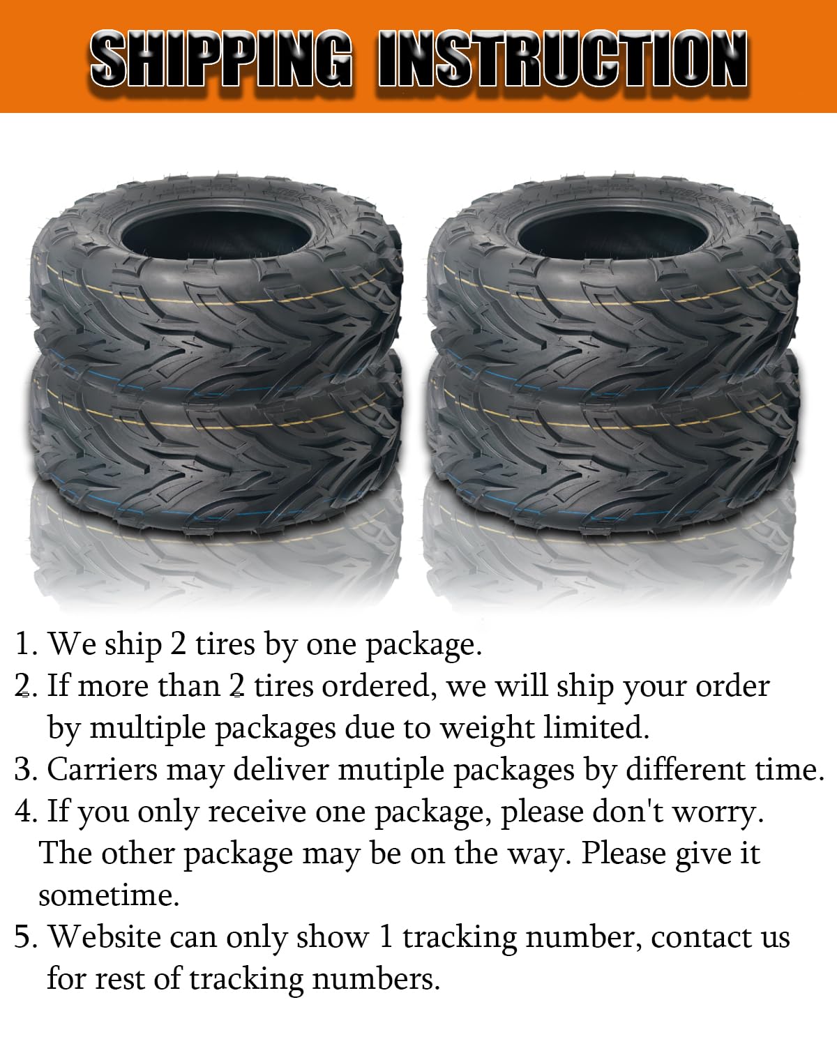 Set of 2 19x7-8 Tubeless ATV Tires B1133