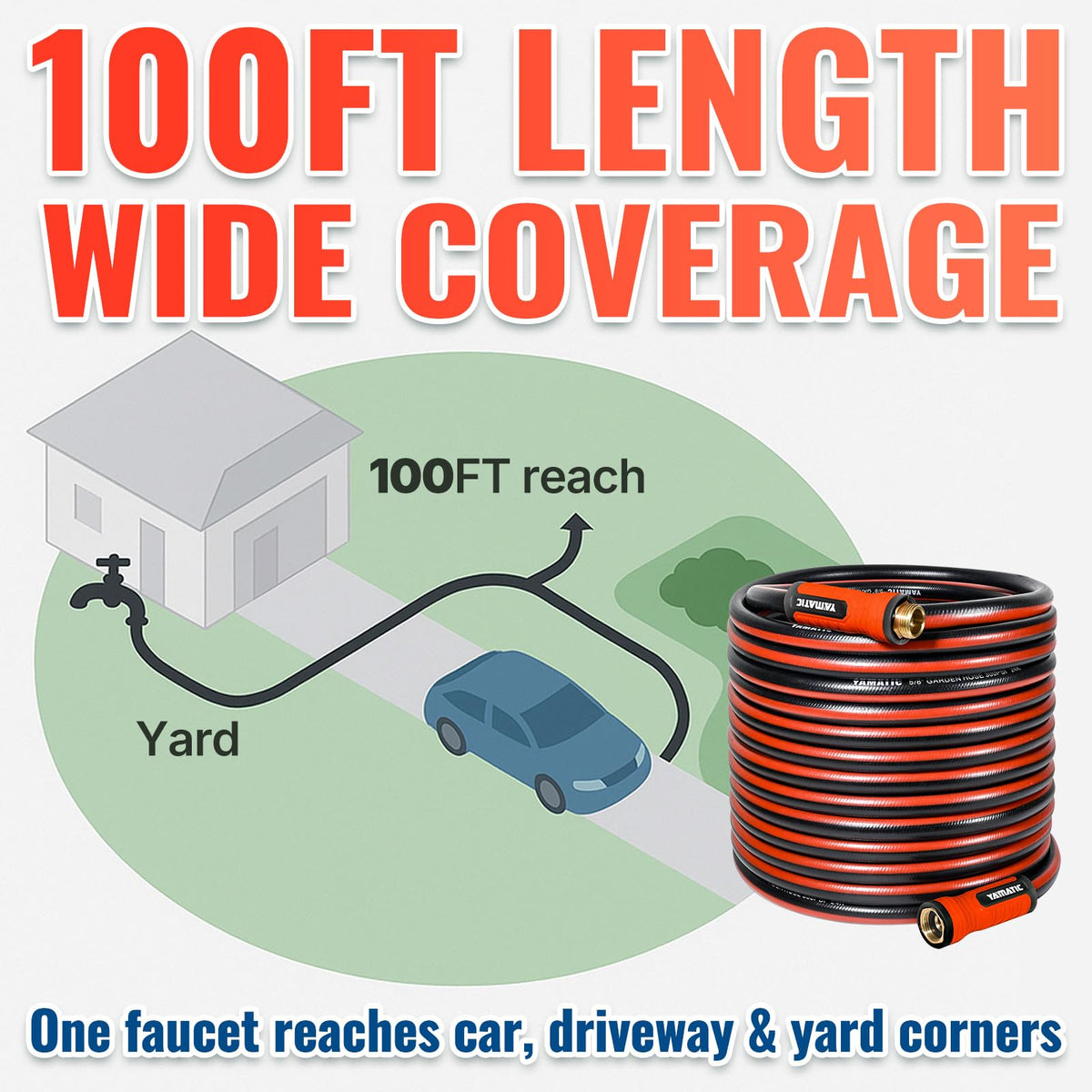 100ft Garden Hose 5/8in I.D. with Swivel Brass Handle Z896
