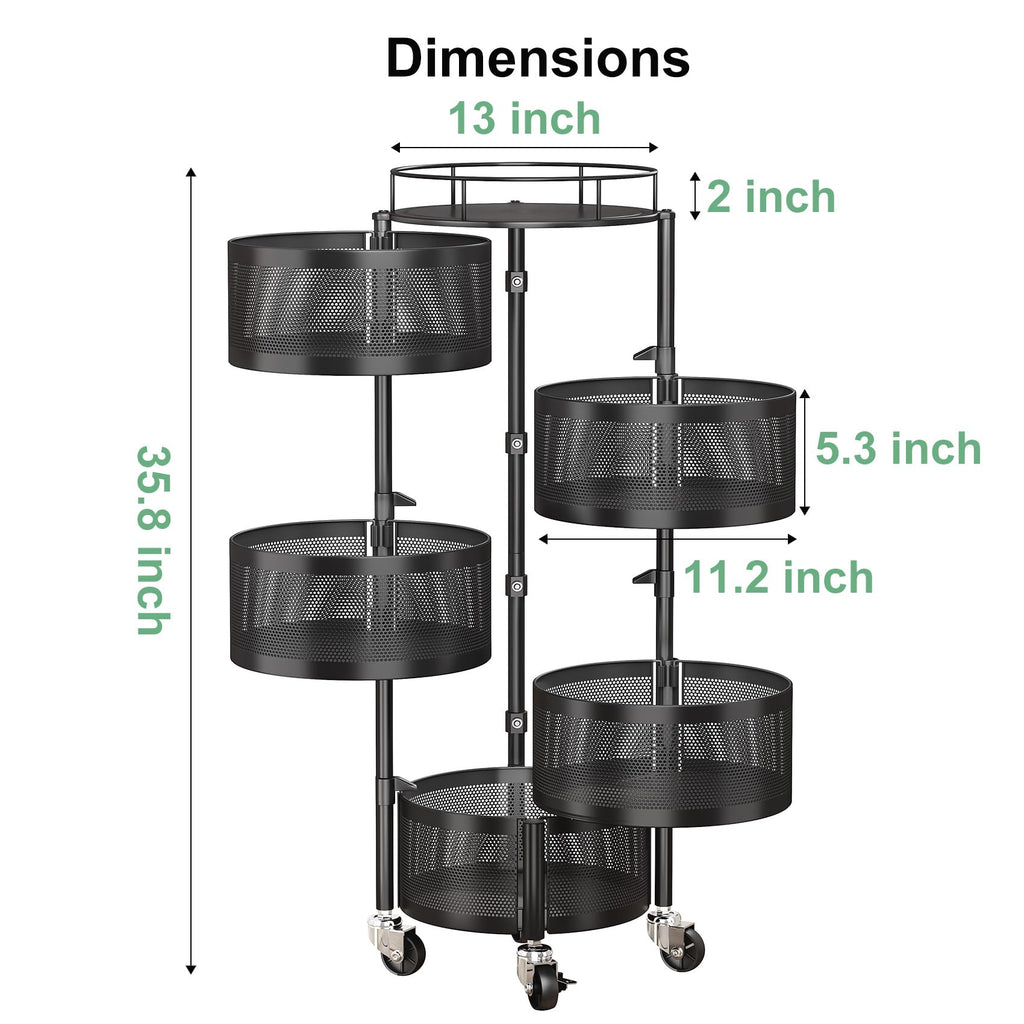 5 Tier Rotating Fruit Vegetable Basket Stand N1288