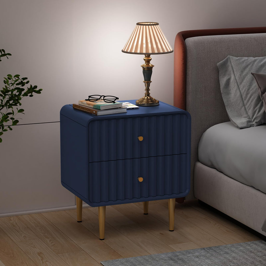 Blue 2 Drawer Wood Nightstand Set of 2 I130505