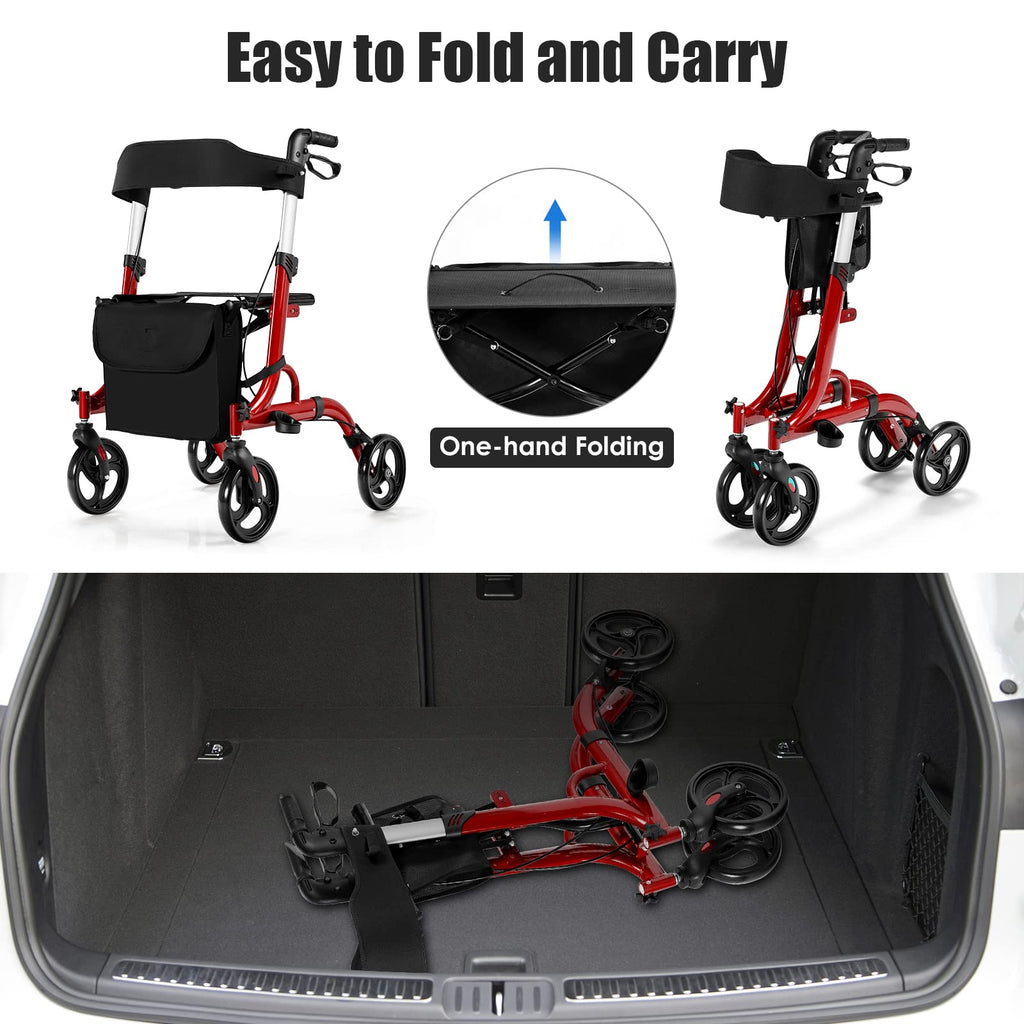 2-in-1 Aluminum Rollator Walker with Seat A72408