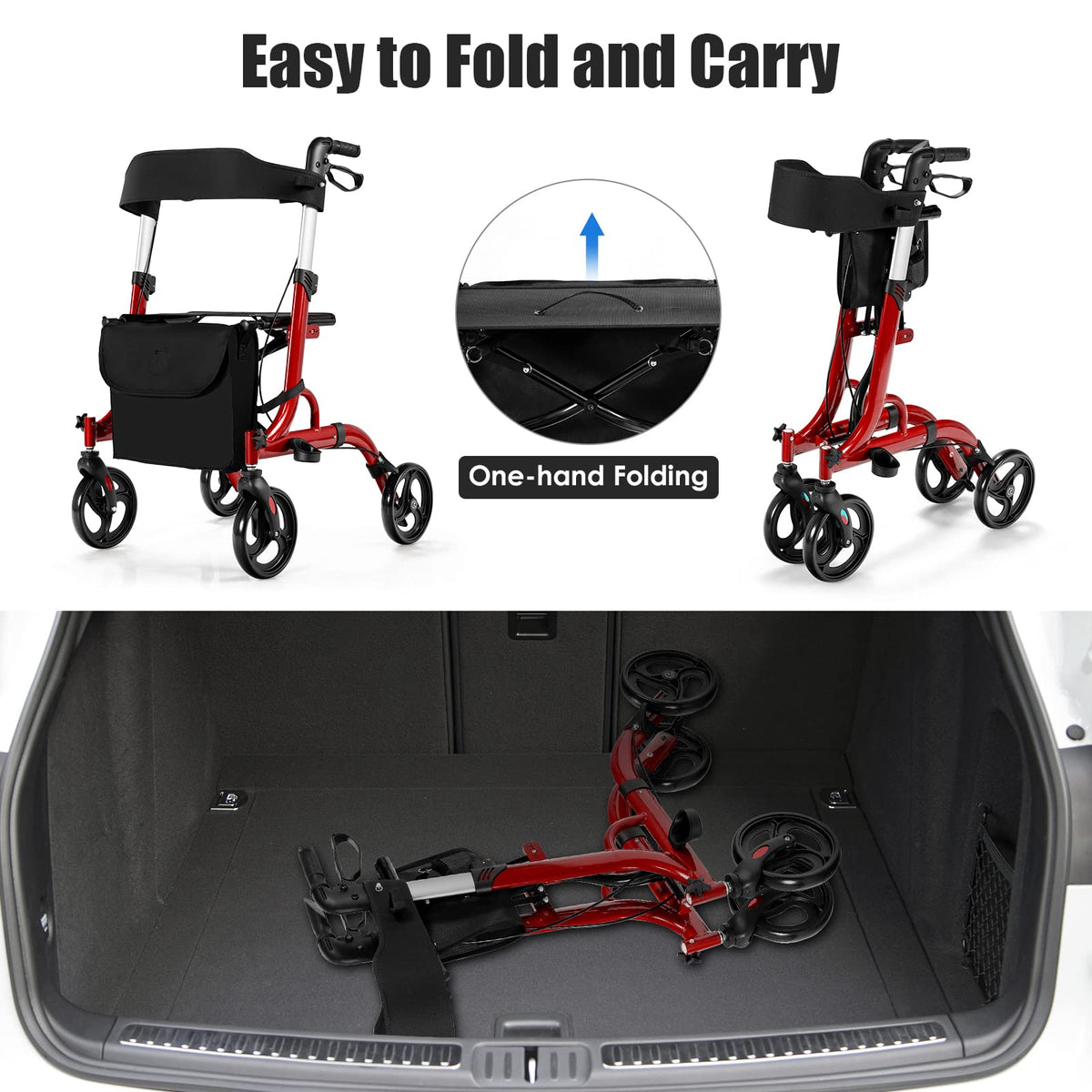 2-in-1 Aluminum Rollator Walker with Seat A72408