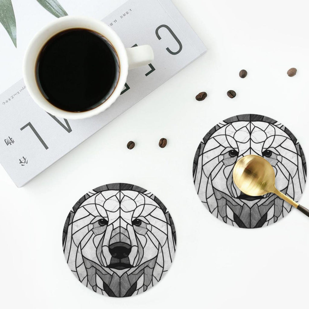 Black and White Bear Leather Coasters Set of 4 N338
