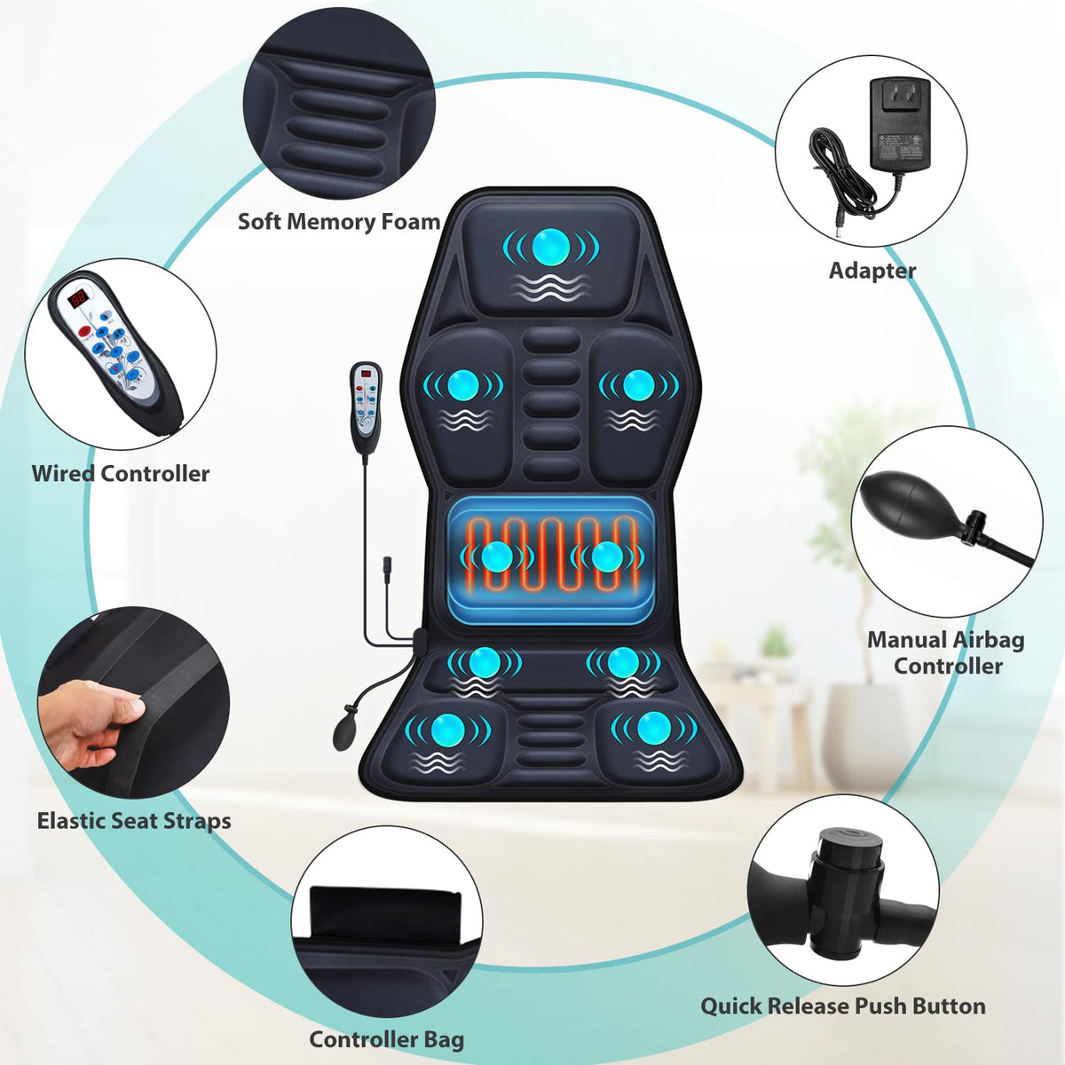 Heated Massage Seat Cushion Pad L379
