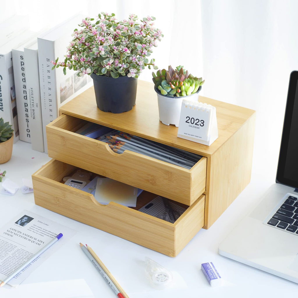 Bamboo Desk Organizer with Drawers T803586