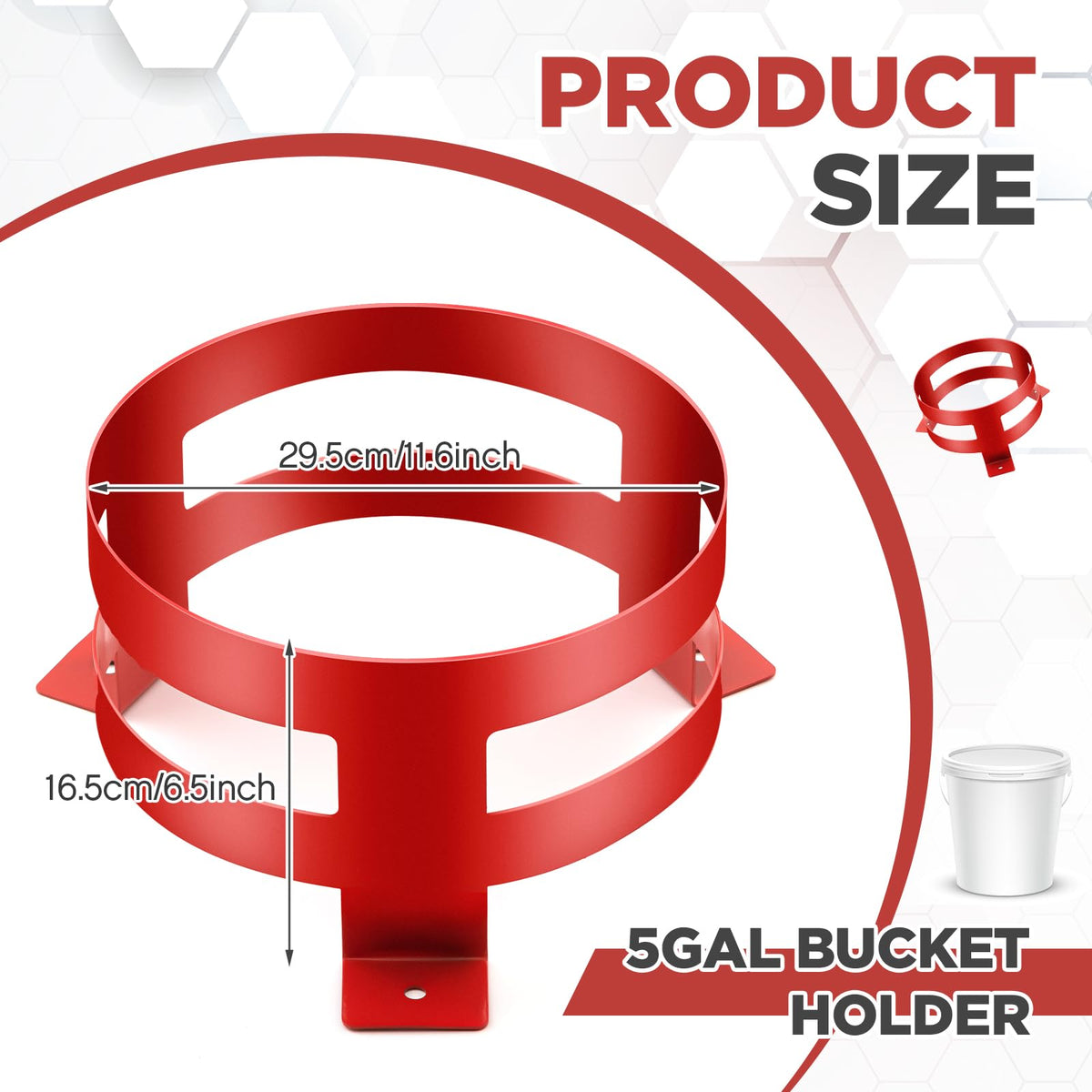 2 Pcs 5 Gallon Red Bucket Holder Mount W410