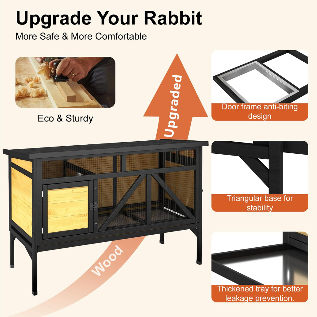 46.7" Wooden Rabbit Hutch with Removable Tray O3229