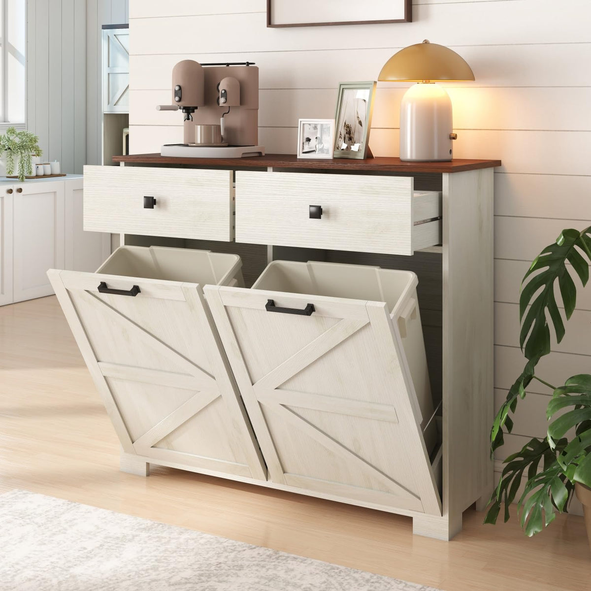 Double Tilt Out Trash Cabinet with Hideaway Drawer F2568