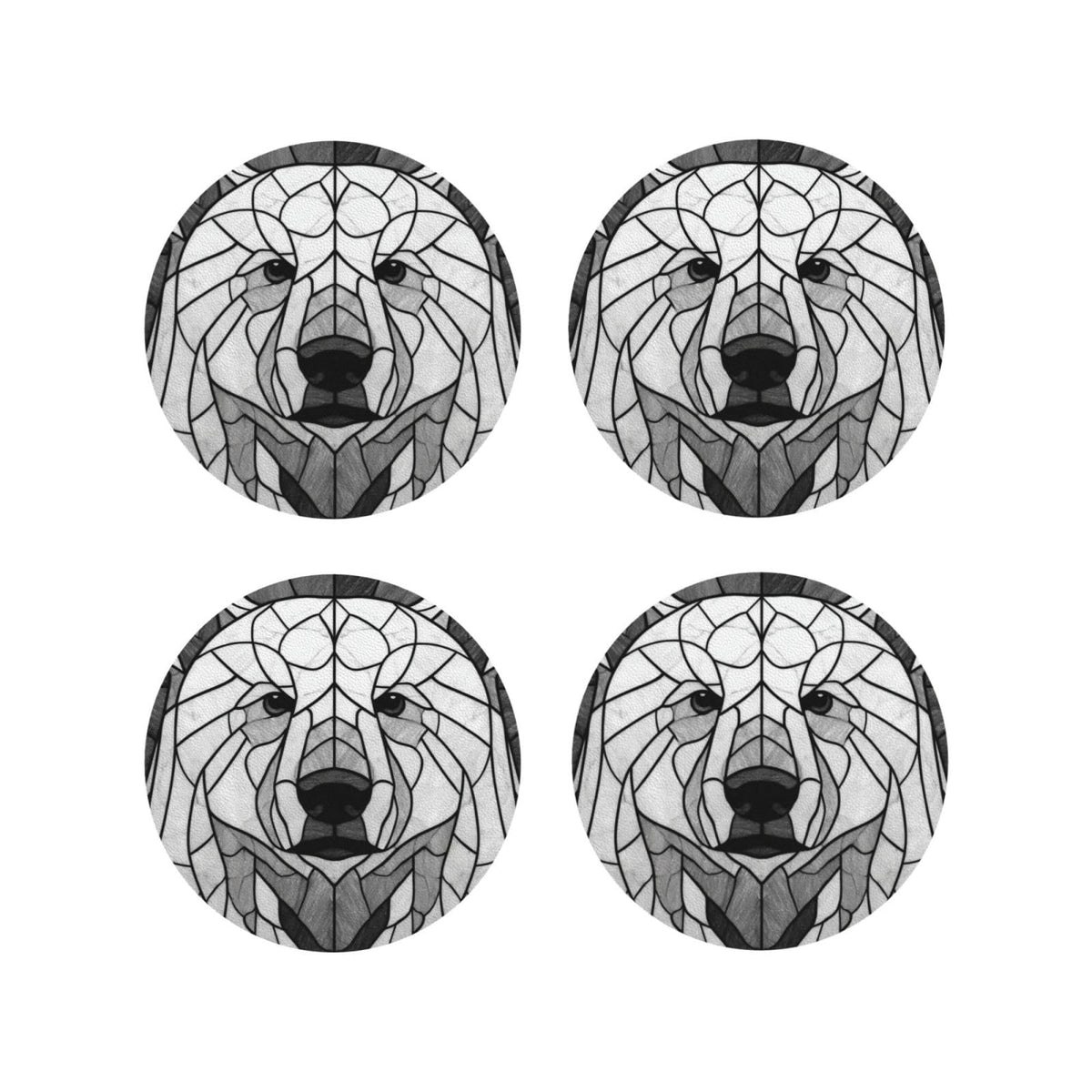 Black and White Bear Leather Coasters Set of 4 N338