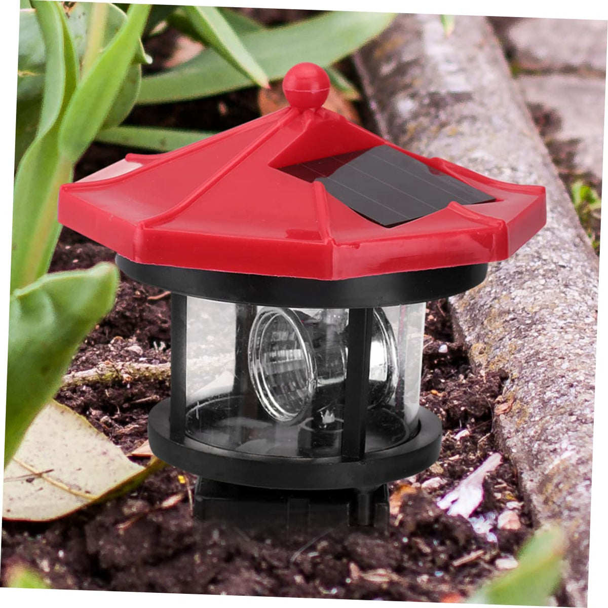 Solar Lighthouse Rotating Lamp Resin Garden Decorative Lights R857