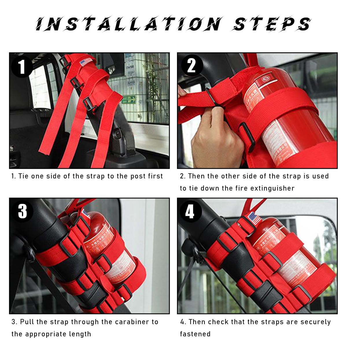 Adjustable Fire Extinguisher Holder with American Flag Pattern Strap O411553