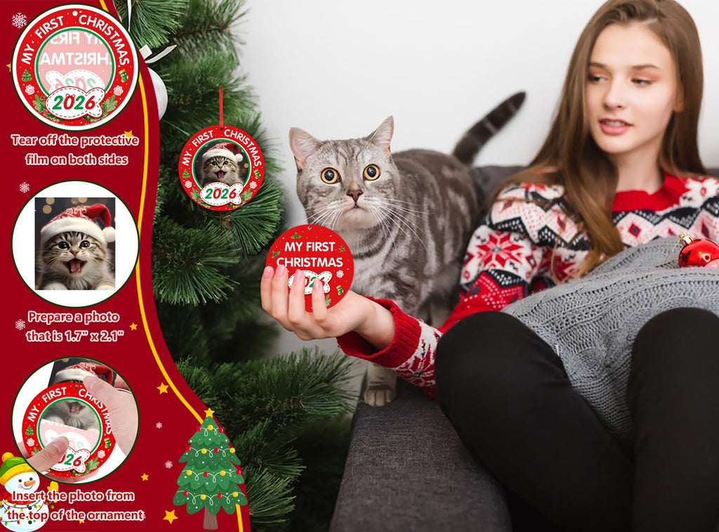 Personalized Picture Frame Cat's First Christmas Ornament 2026 M9199