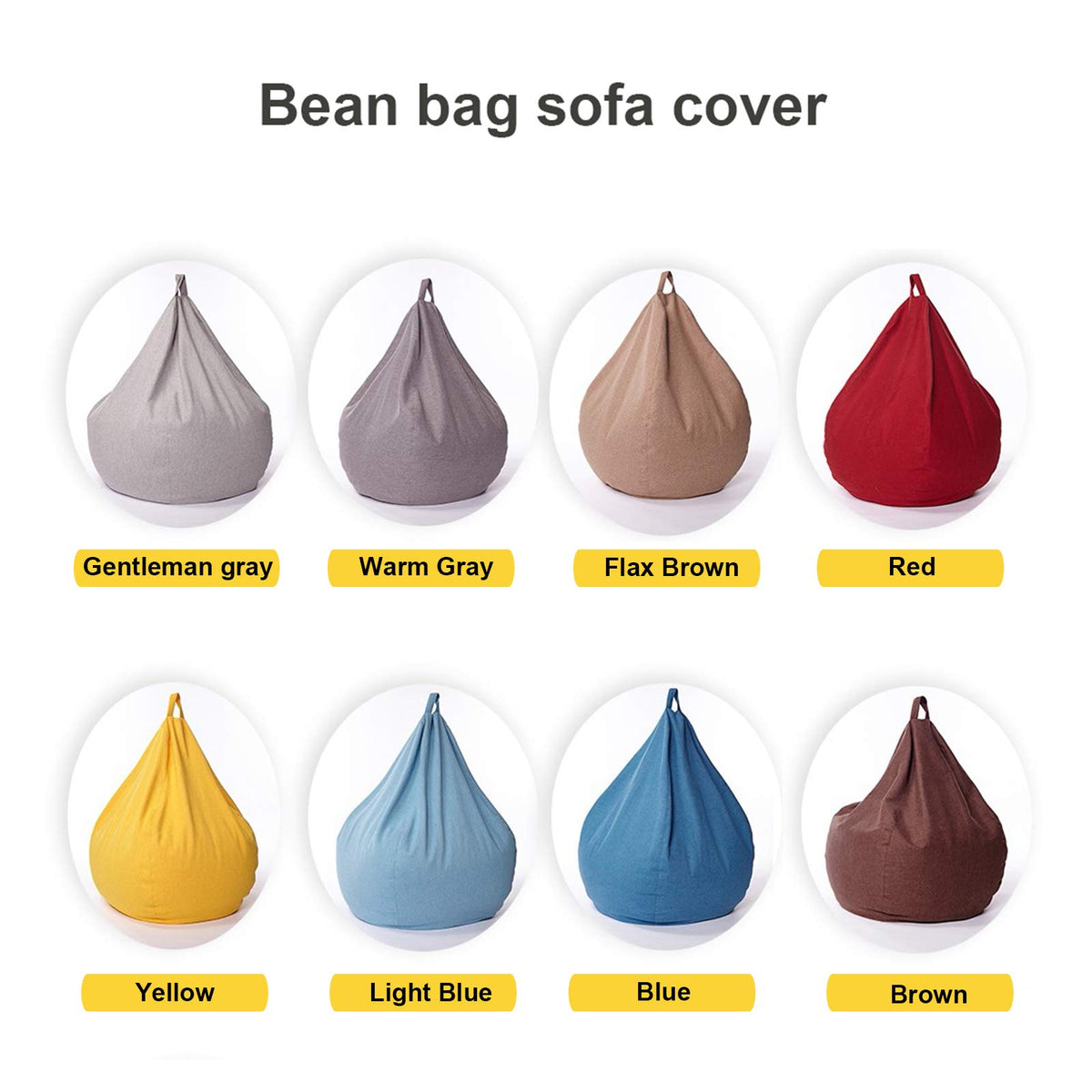 Linen Fabric Bean Bag Chair Cover 90x110cm J13395