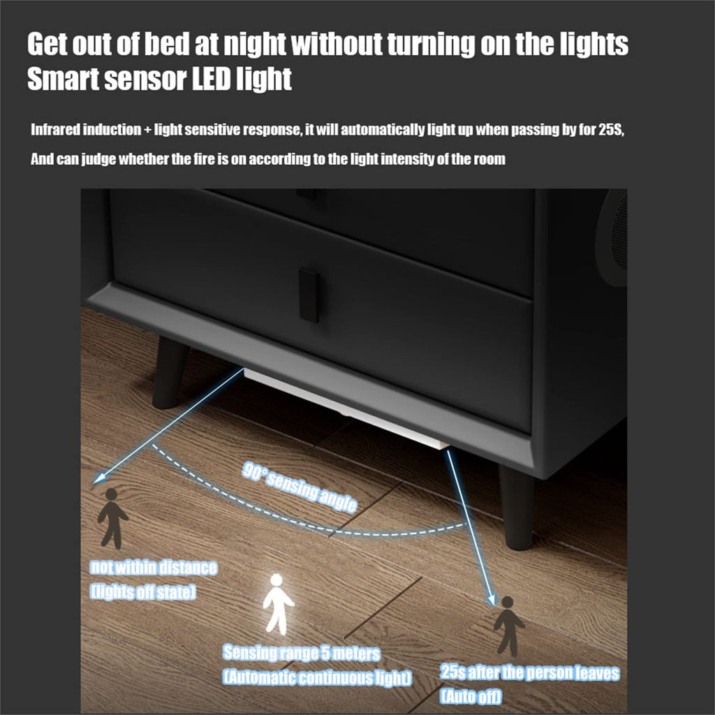 Gray Nightstand with Lock Drawer, Wireless Charging, USB Port and LED Lights R55087