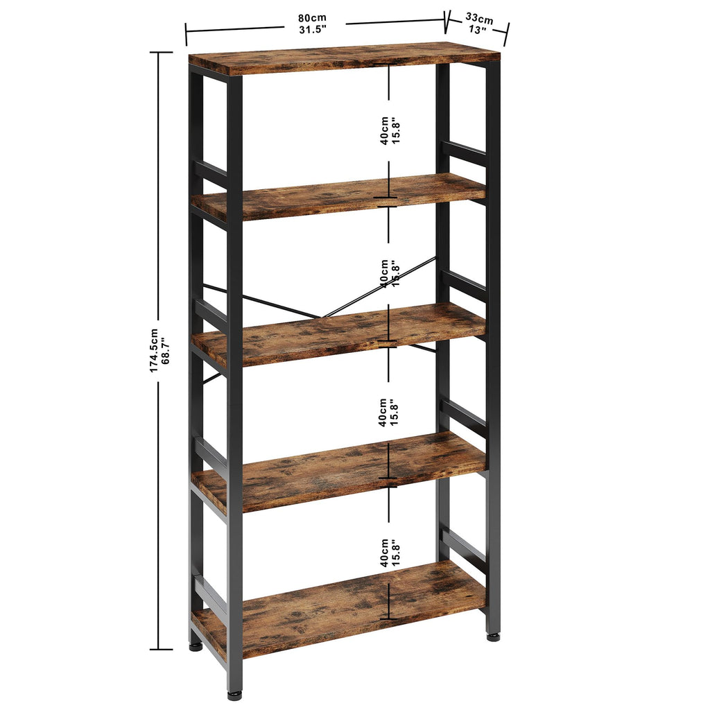31.5" 5-Tier Industrial Bookshelf O24641