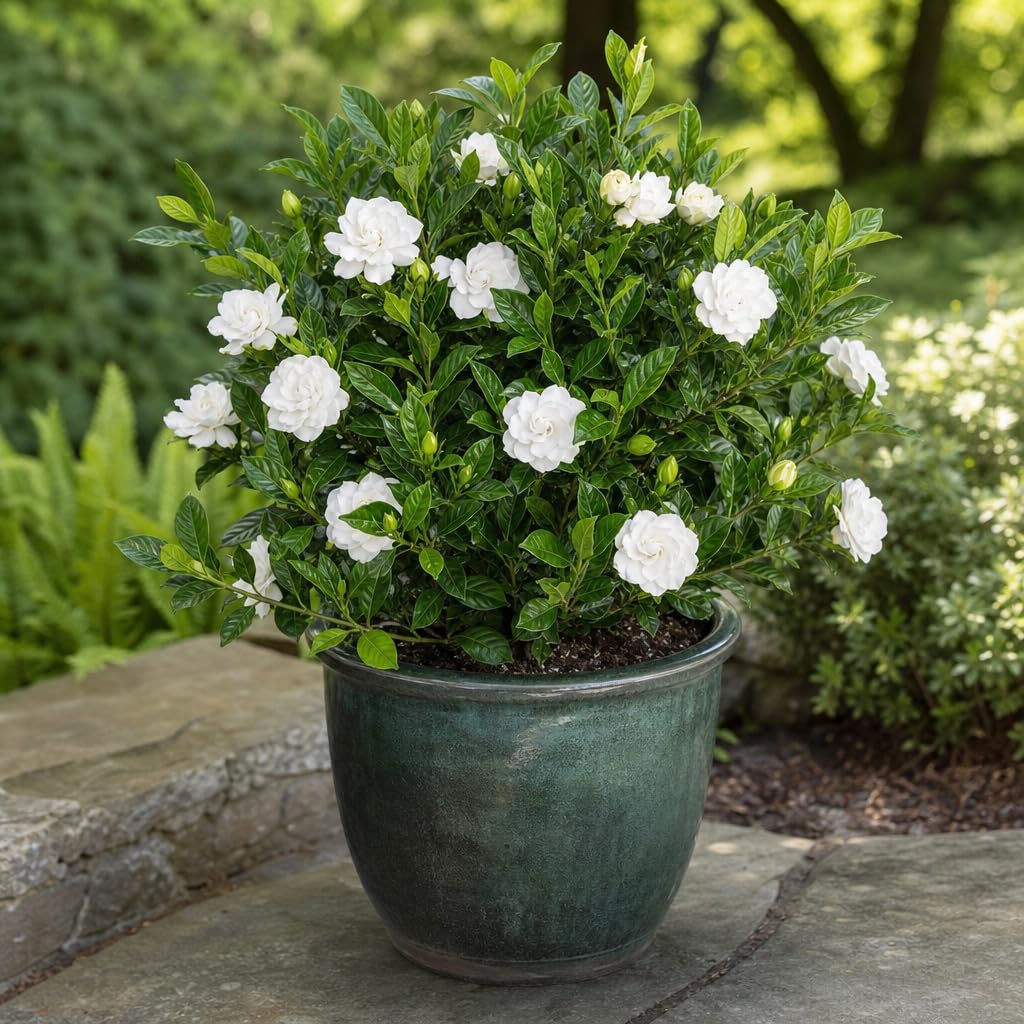 2 Large Trade Gallon Gardenia Jasminoides Fragrant Evergreen Shrub V154409