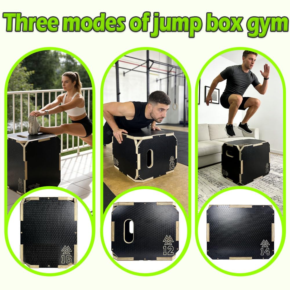 3 in 1 Non-Slip Wooden Plyometric Jump Box B9267