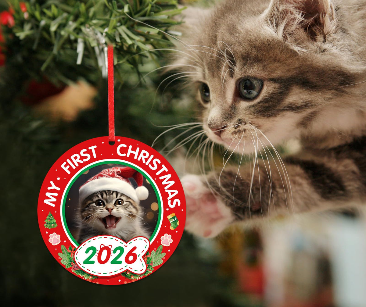 Personalized Picture Frame Cat's First Christmas Ornament 2026 M9199