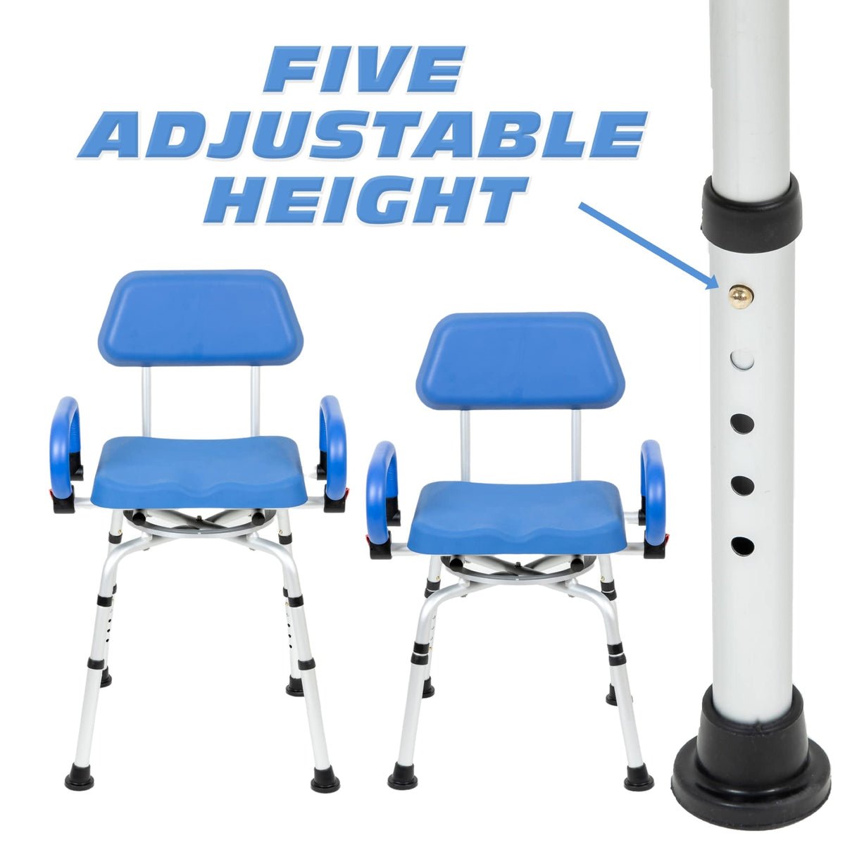 Blue Padded Shower Chair with Back and Arms N6082