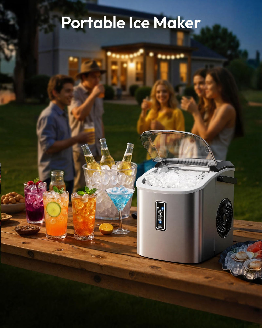 Portable Countertop Ice Maker with Carry Handle and Scoop Y4085