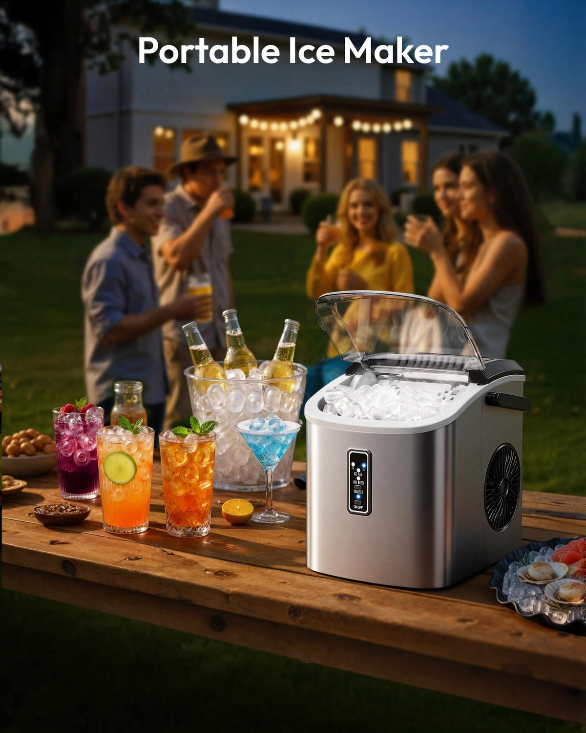 Portable Countertop Ice Maker with Carry Handle and Scoop Y4085