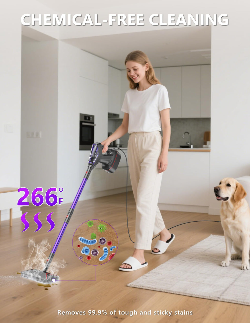 Heavy Duty All-in-One Steam Mop with Detachable Handheld Steamer L63363