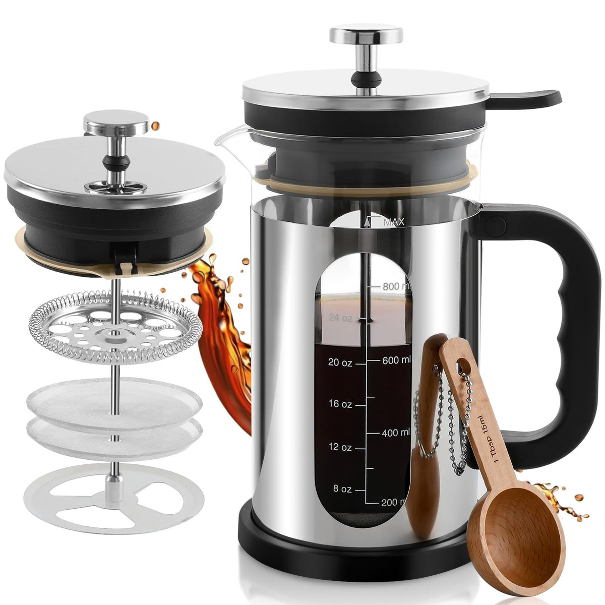 34 oz Borosilicate Glass Stainless Steel French Press A89660