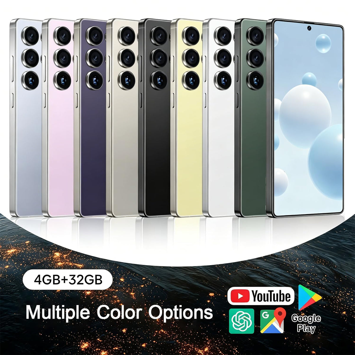 Unlocked 4G Smartphone 6.6" HD Display 4GB+32GB Dual SIM Android 12.0 Black F2247