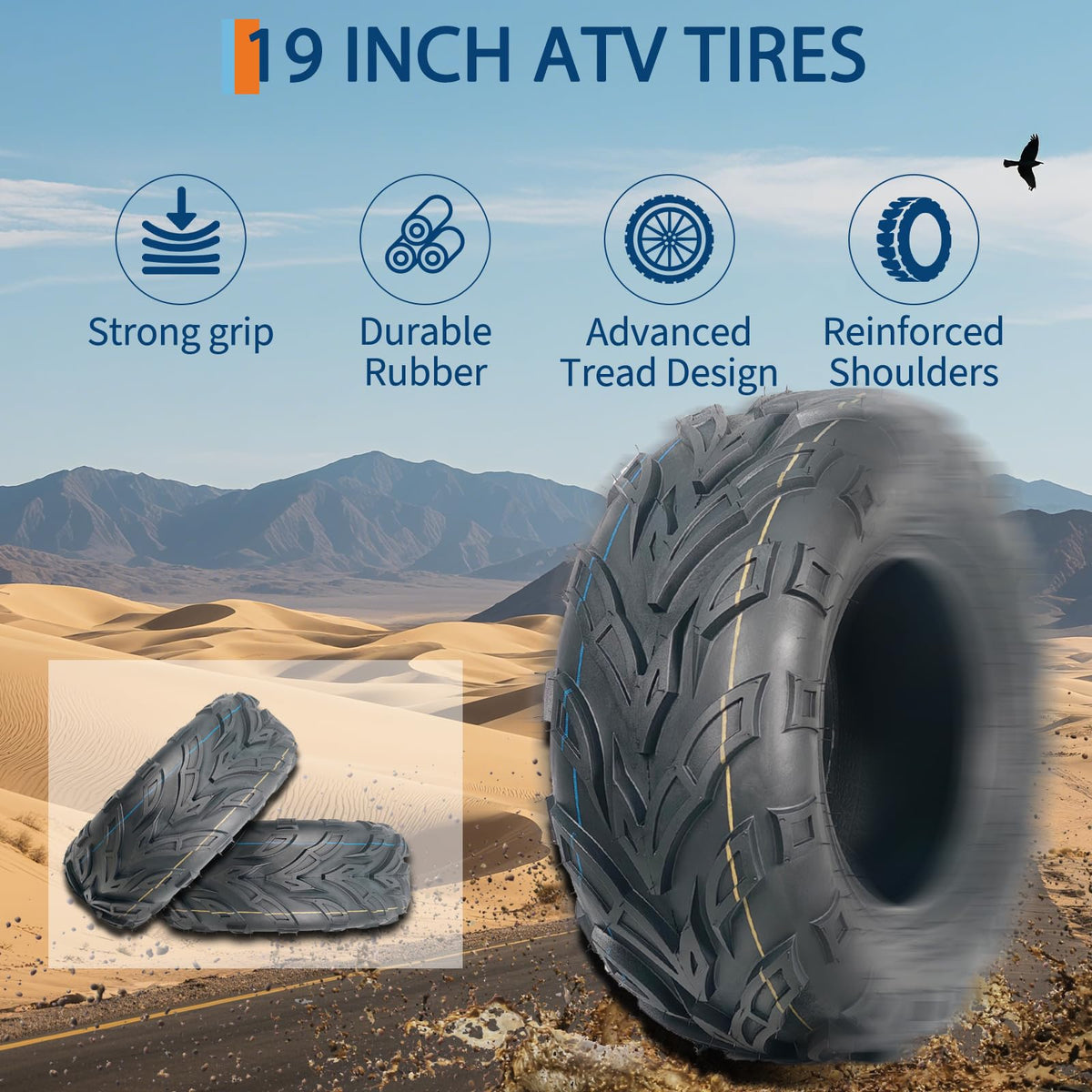 Set of 2 19x7-8 Tubeless ATV Tires B1133