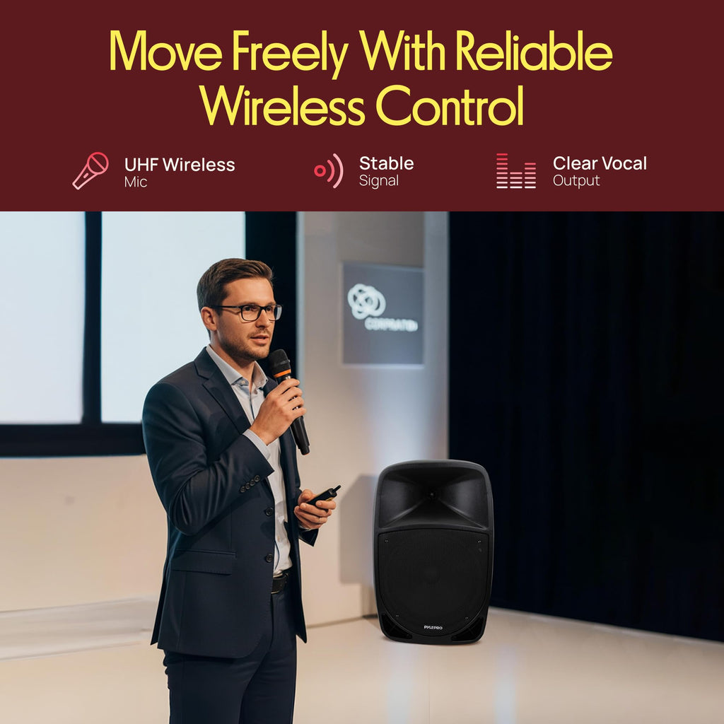 1200W Portable Bluetooth PA Speaker with Subwoofer and Wireless Microphone N77795