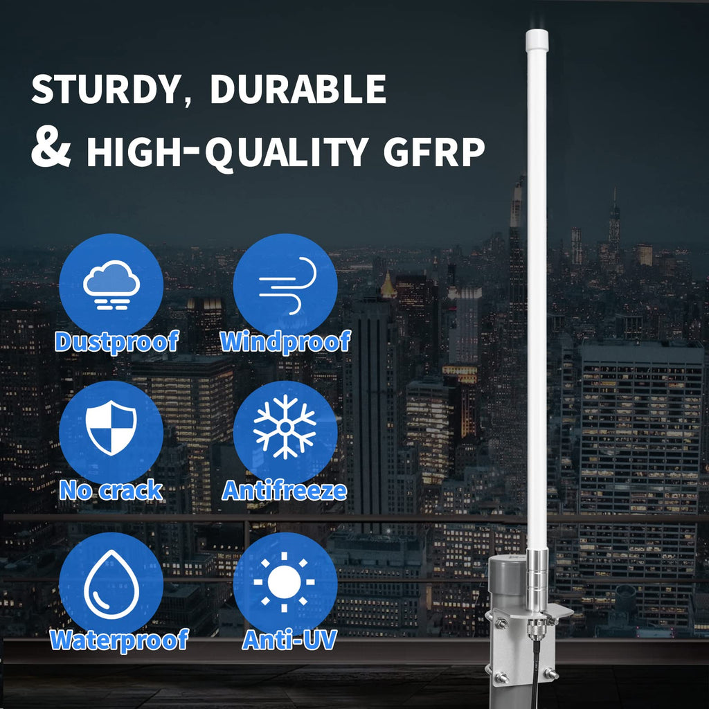 Waterproof 8dBi Omni-Directional Glass Fiber LoRaWan 915MHz Antenna with 5M Cable I373