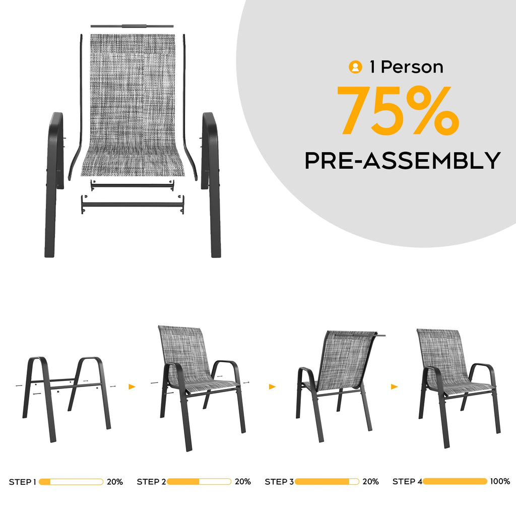 Grey Set of 4 Stackable Textilene Metal Patio Chairs D854950