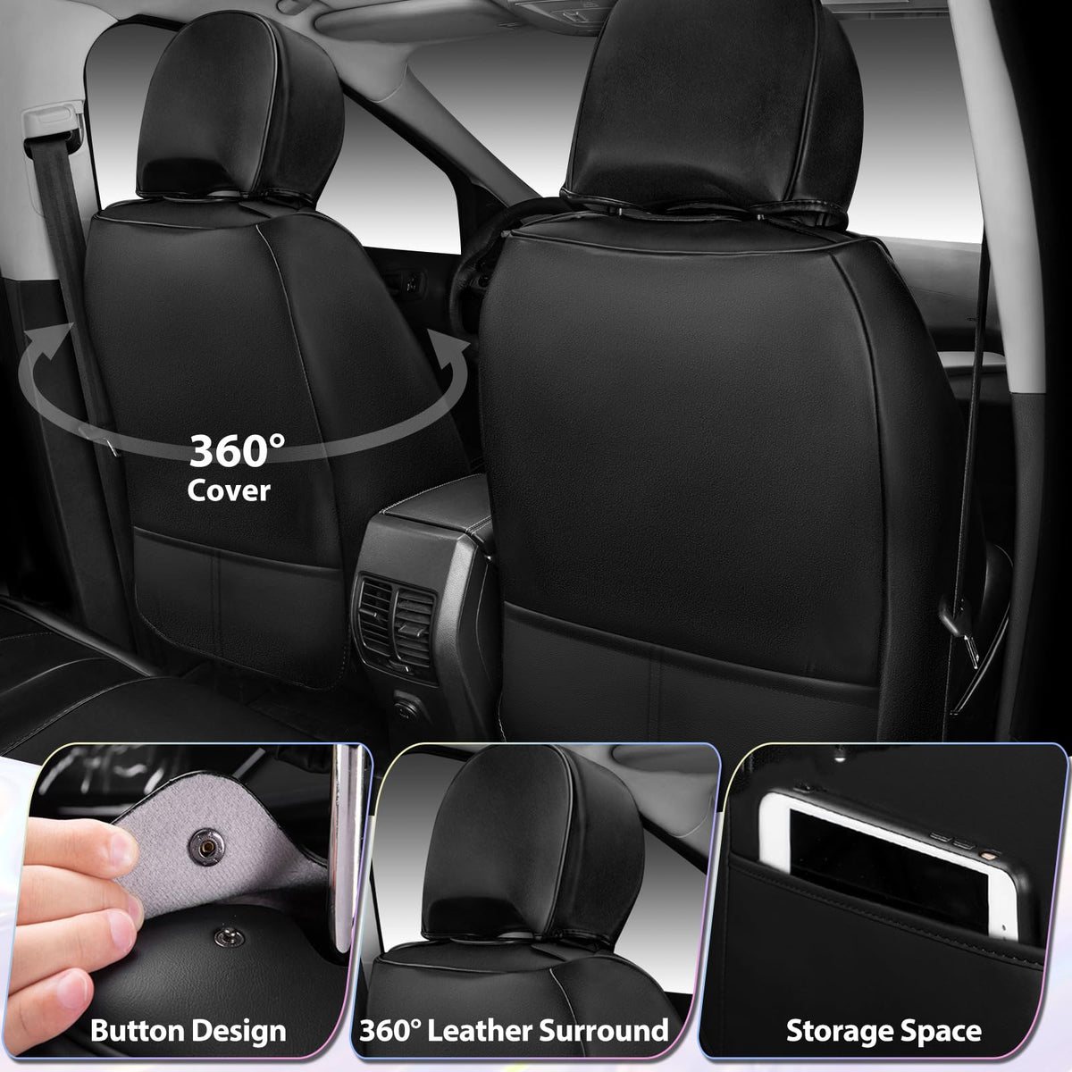 Nappa Leather Car Seat Covers 5 Seats Full Set J9975