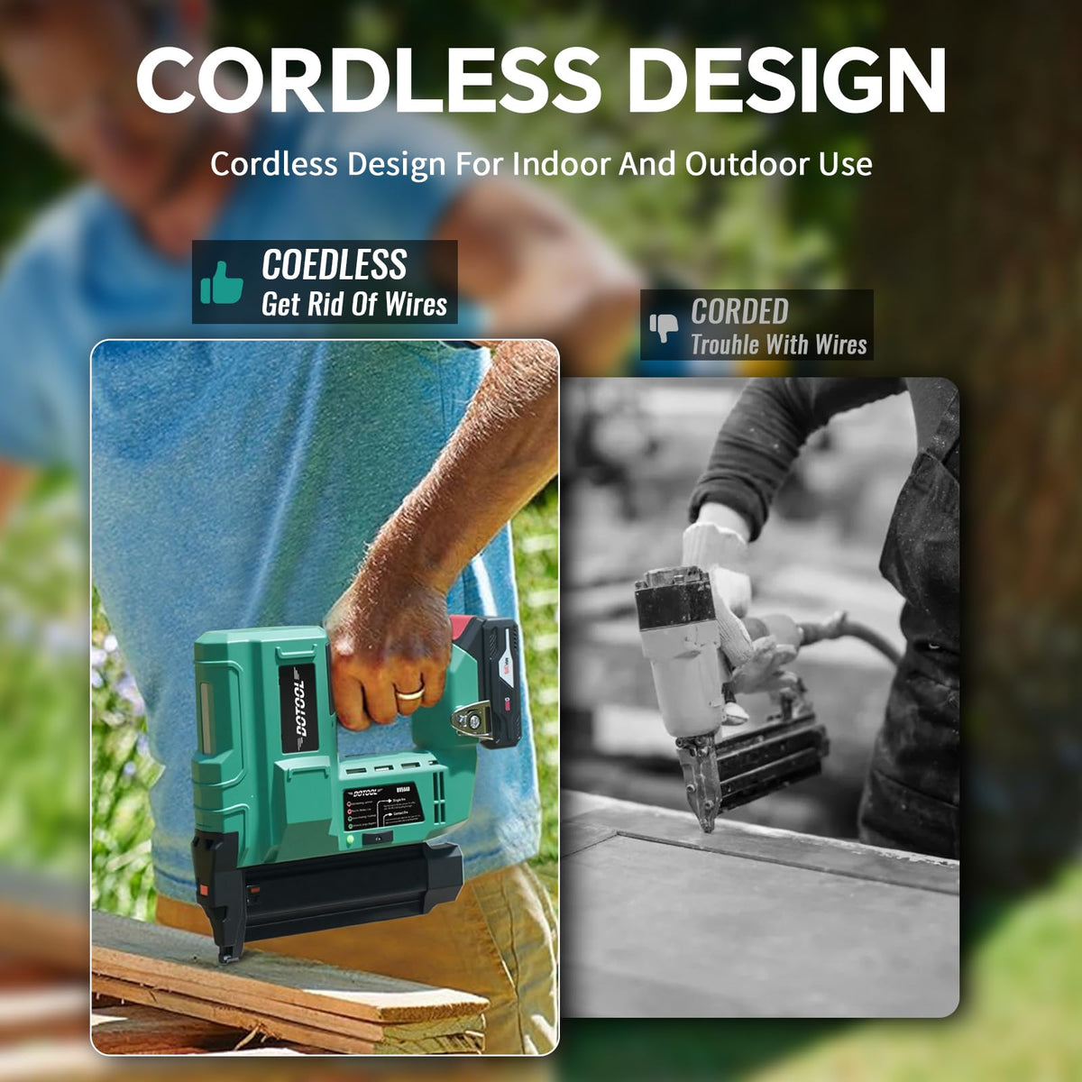 20V Cordless Brad Nailer Kit 2 in 1 Electric Nail Gun E5567