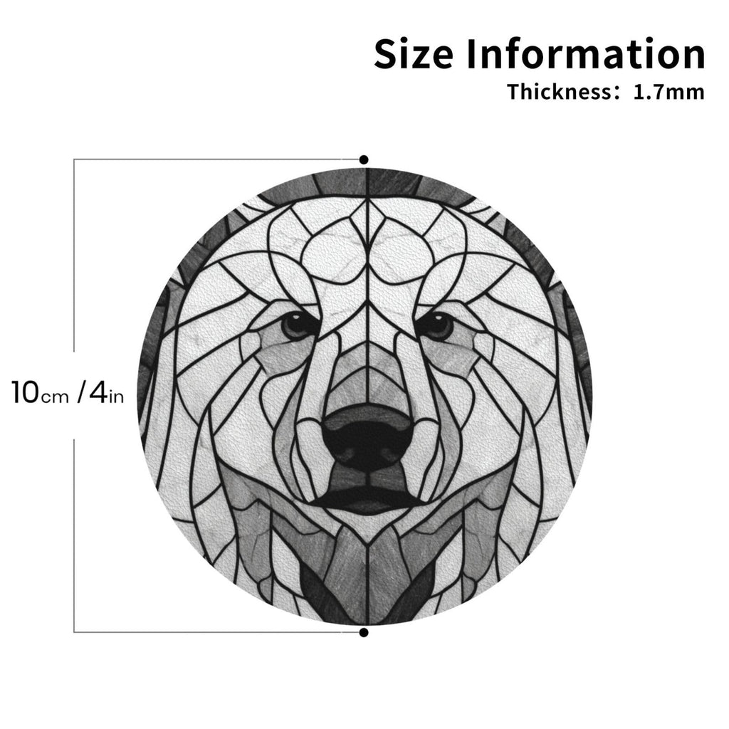 Black and White Bear Leather Coasters Set of 4 N338