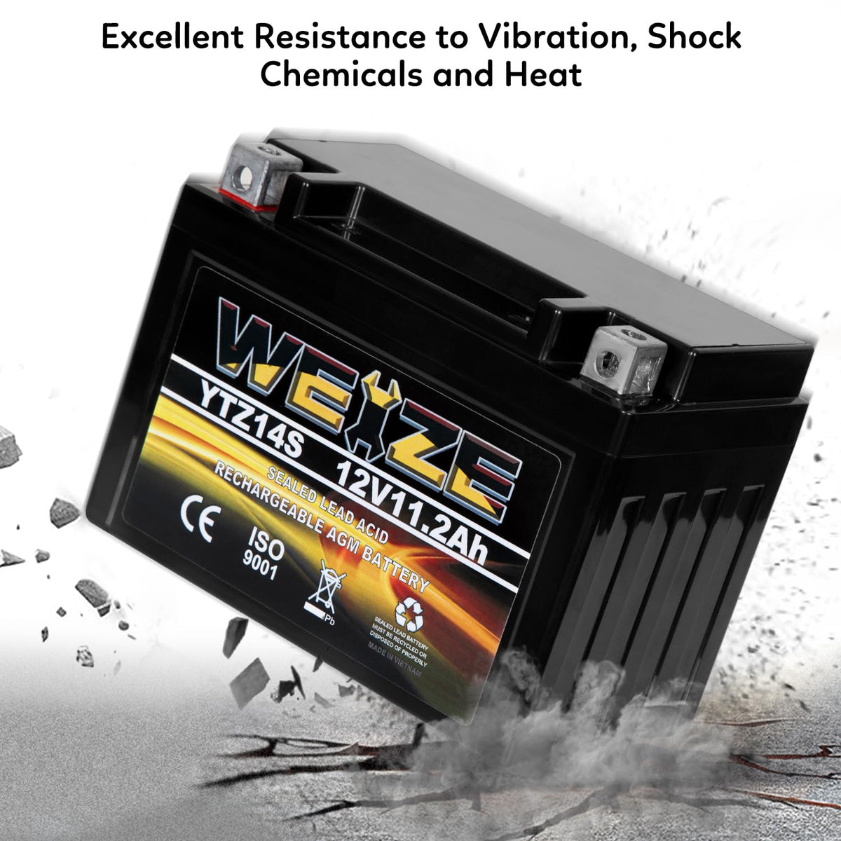 12V 11.2AH 230CCA Maintenance Free Sealed AGM Motorcycle Battery Z736