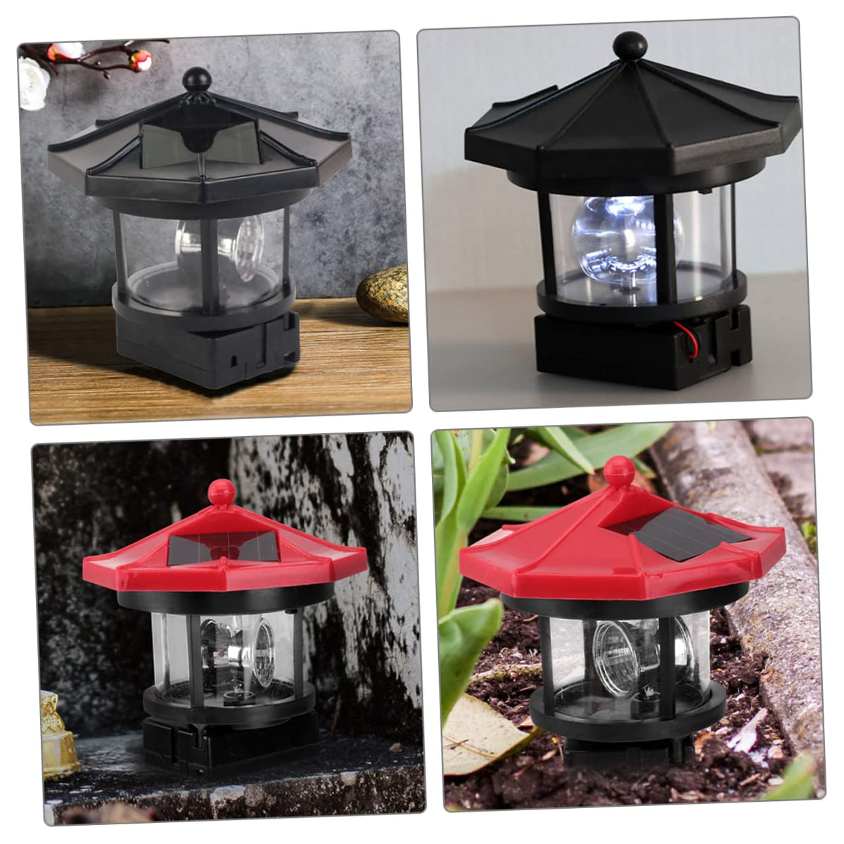 Solar Lighthouse Rotating Lamp Resin Garden Decorative Lights R857