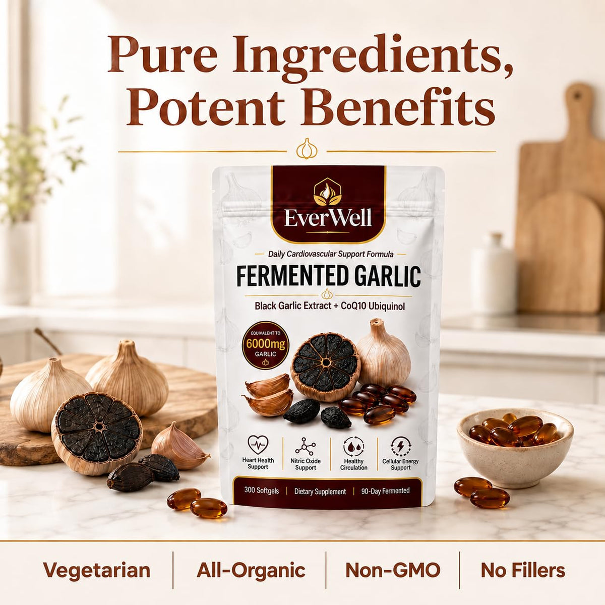 Black Garlic CoQ10 Softgels, 300 Softgels A51874