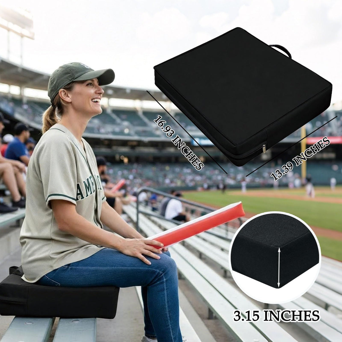 3.15 Inches Thick Portable Waterproof Stadium Seat Cushion D198859