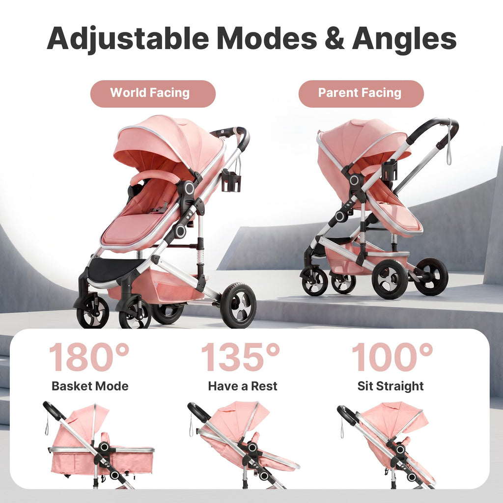2-in-1 Foldable Stroller with Reversible Seat, Pink C7094