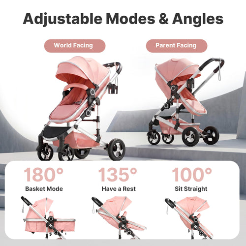 2-in-1 Foldable Stroller with Reversible Seat, Pink C7094