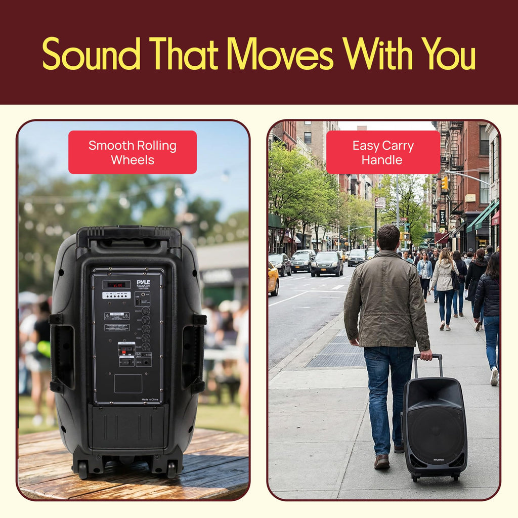 1200W Portable Bluetooth PA Speaker with Subwoofer and Wireless Microphone N77795