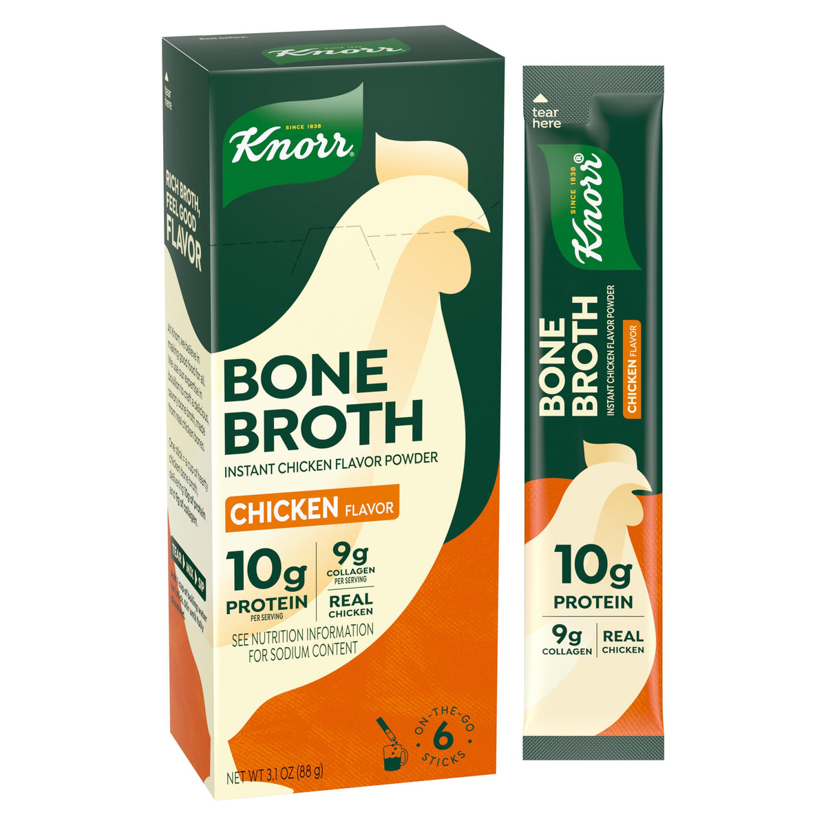 Chicken Bone Broth Instant Powder Mix Packets, 6 Count L22781