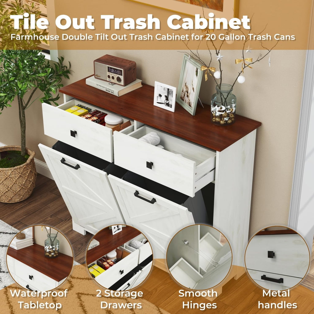 Double Tilt Out Trash Cabinet with Hideaway Drawer F2568