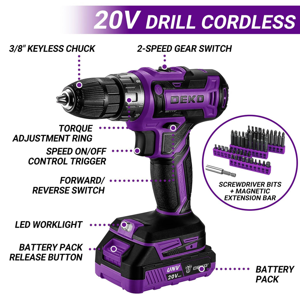 20V Cordless Power Drill Tool Kit Set with Battery P7947