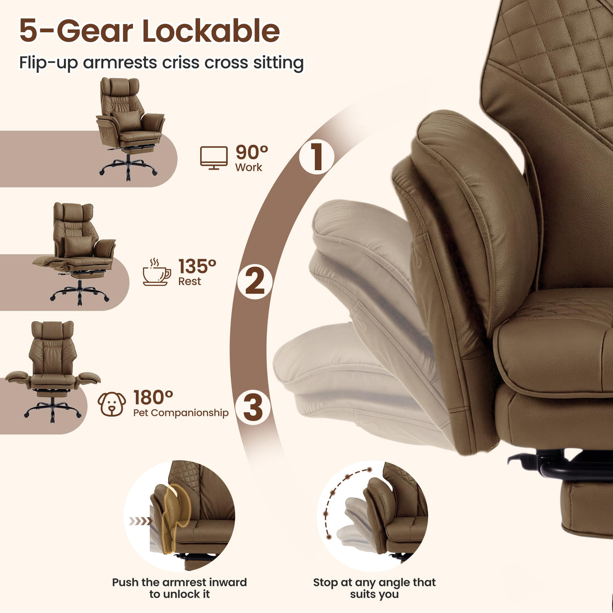 3D Kneading Massage Office Chair with Footrest V973388