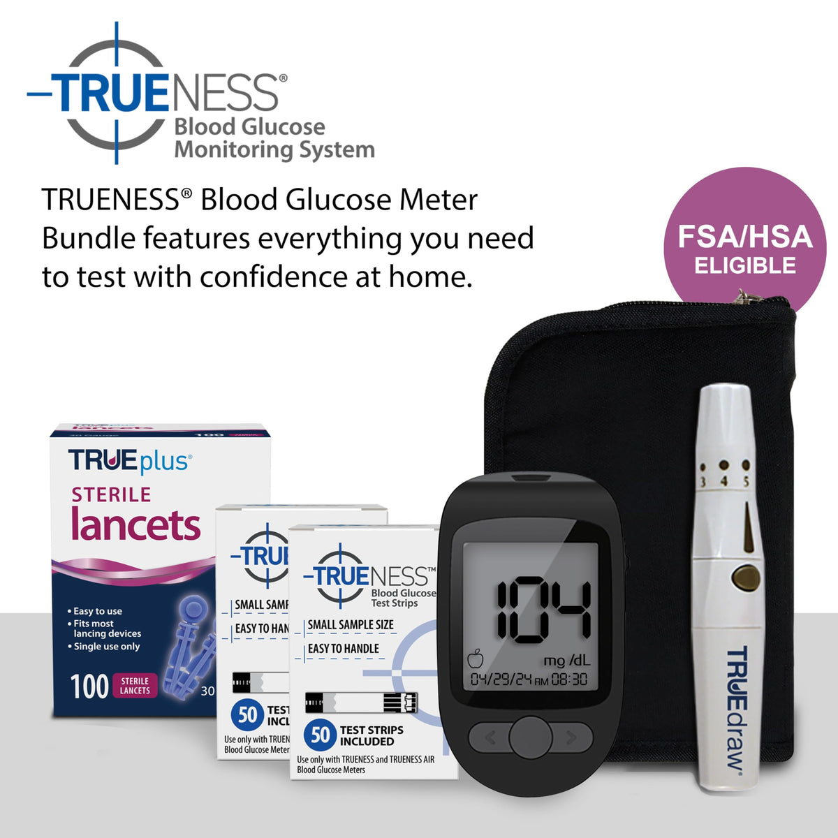 Blood Glucose Meter Kit with Testing Supplies P91886