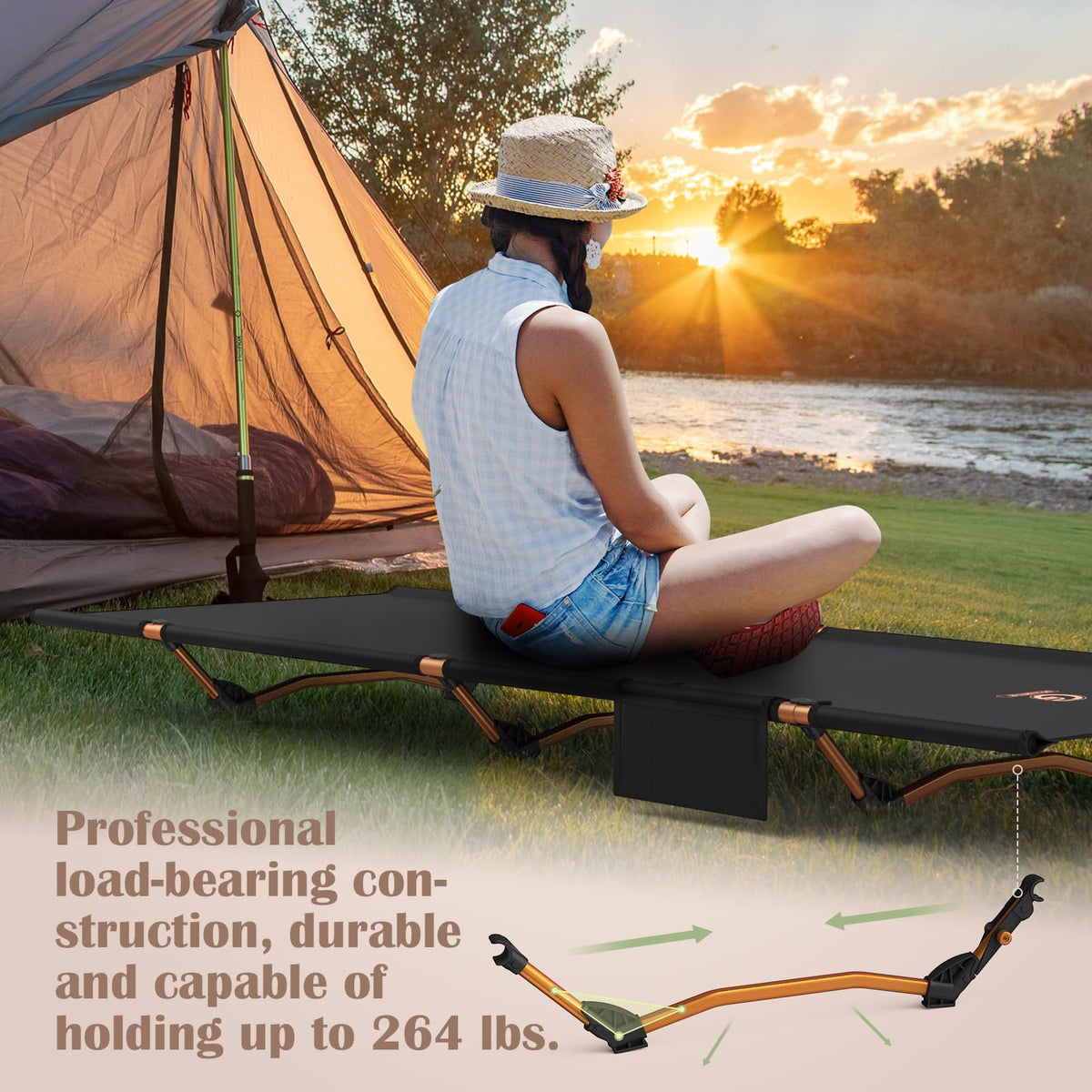 Foldable Camping Cot with Storage Bag Y56963